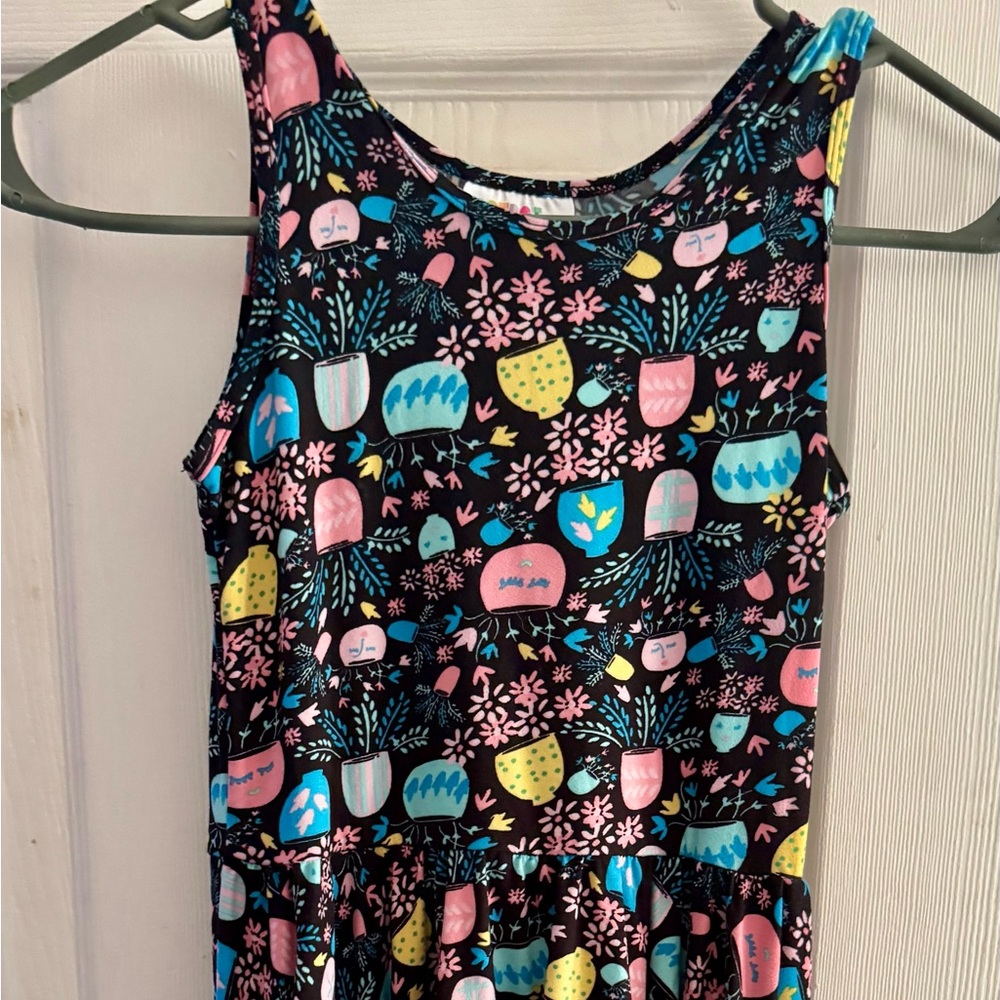 Dot Dot Smile Black Dress with Floral Patterns